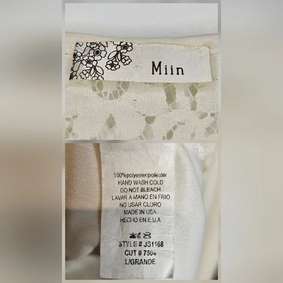 Miin Ivory Lace Long Sleeve Romper Size L Boho Bridal Chic Romantic One Piece - Picture 12 of 16